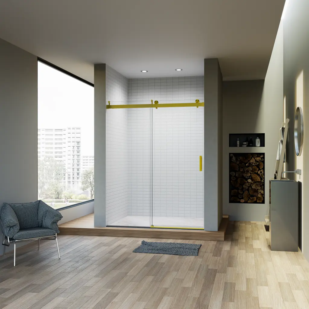 56-60 Inch W x 76 Inch H Frameless Single Sliding Soft Close Shower Door rnb