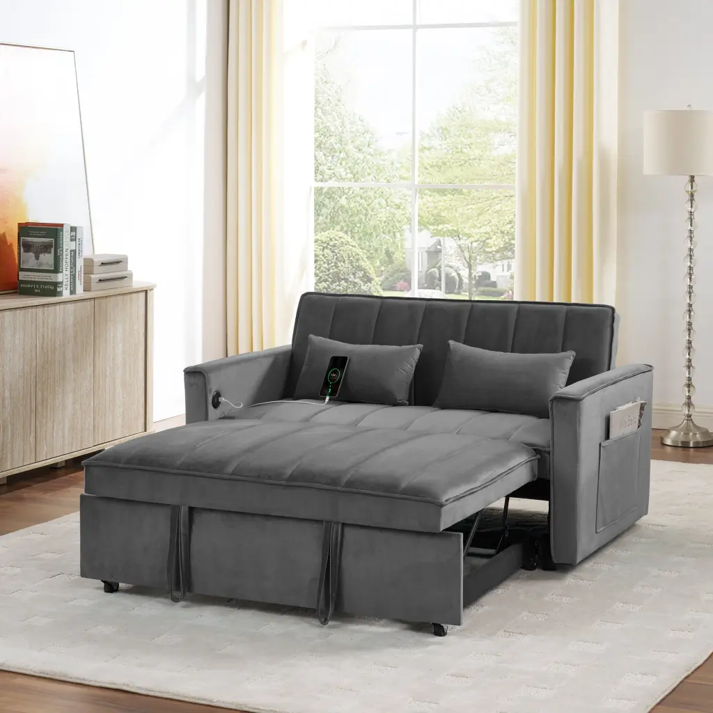 54.33 Inch Multi Functional Foldable Sofa Bed 3 Lengths Modern Living Room Furniture angela