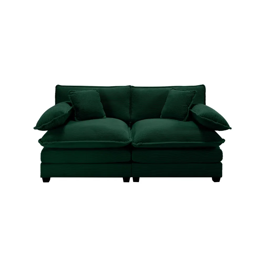 Armless Deep Seating 2 Seater Corduroy Sofa Modular Sectional ui furniture