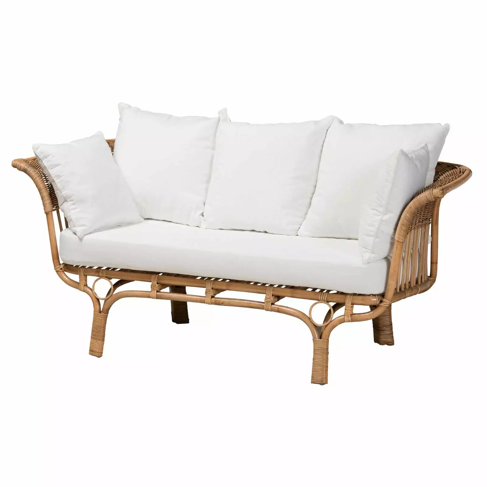 Baxton Studio Edana Modern Bohemian Natural Rattan Sofa Cushion Outdoor Indoor Use