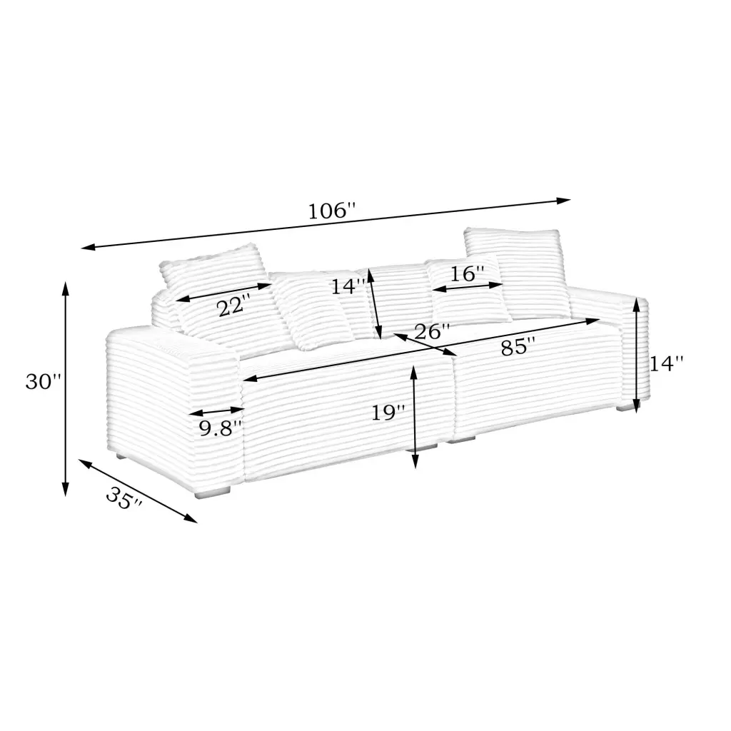 104.72 Inch 4 Seat Large Sofa 4 Throw Pillows Living Room Couch Modern Design fan chen furniture