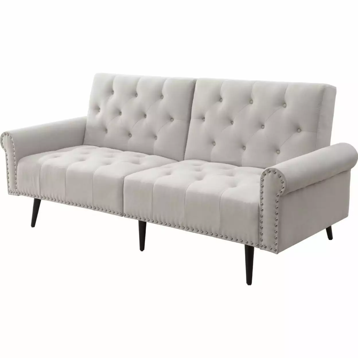 Adjustable Sofa Button Tufting and Rolled Arms White Saltoro Sherpi Living Room Couch