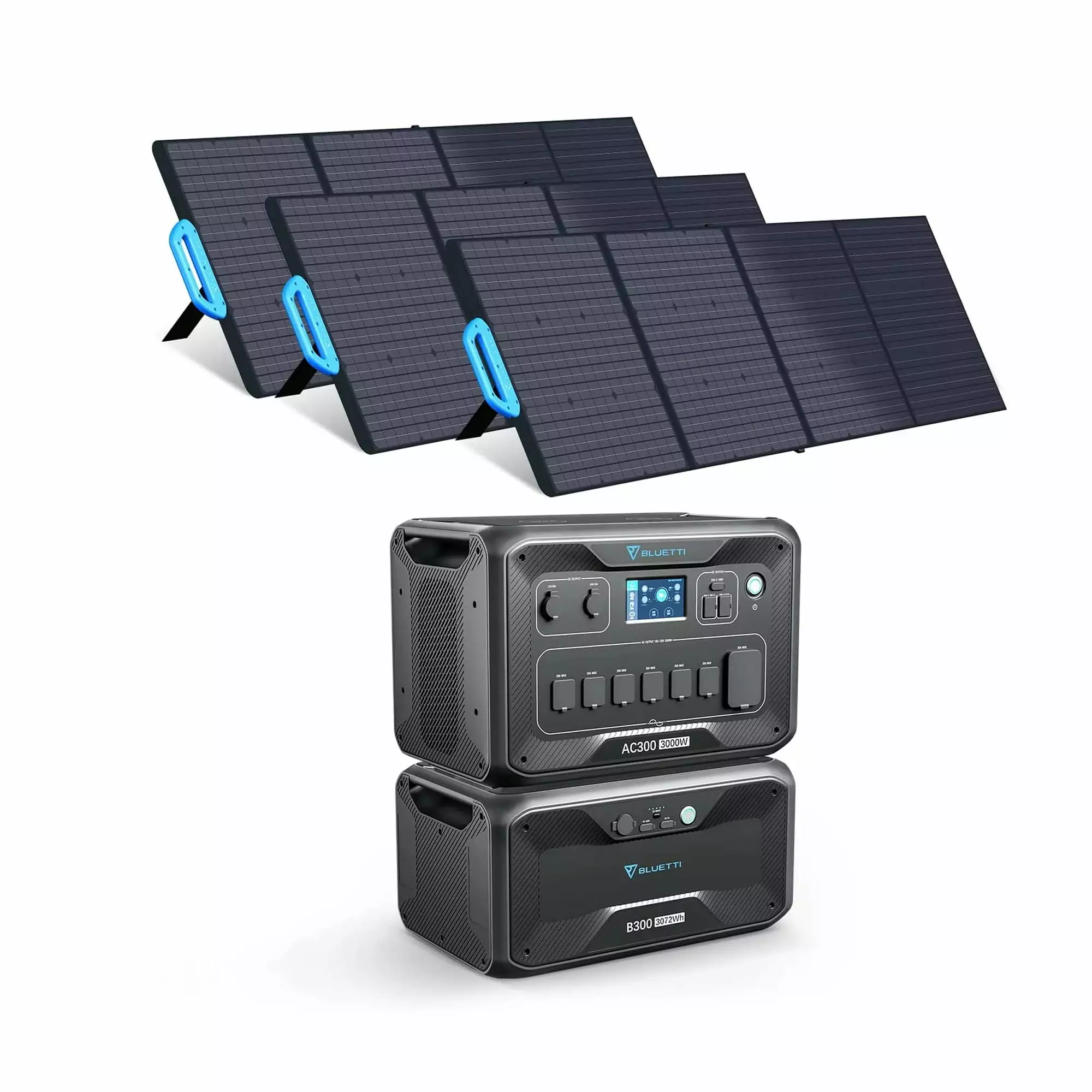 BLUETTI AC300&B300 Solar Generator 3072Wh Expansion Battery Power Station 3 PV200 200W Solar Panels Included. 6 X 3000W AC...