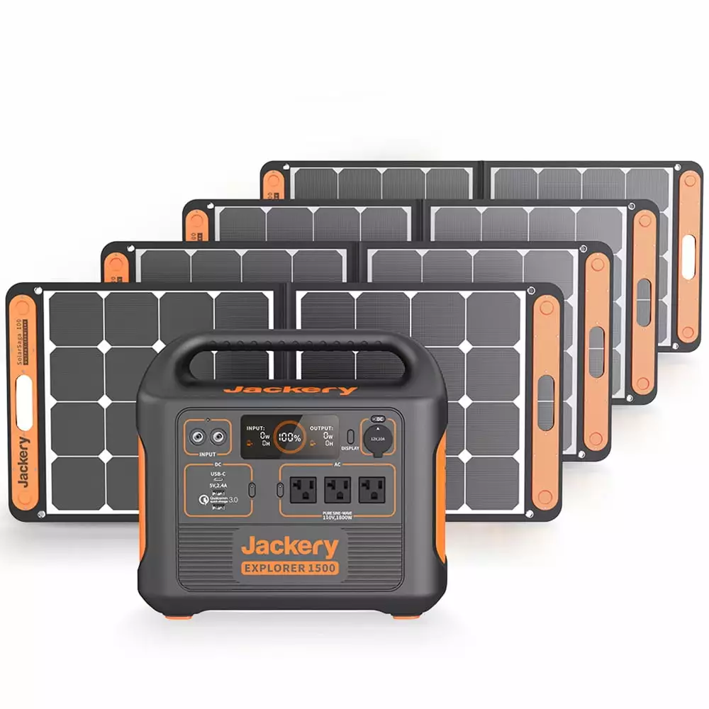 Jackery Solar Generator 1500 (includes (1) Uncoverr 1500 + (4) SolarSaga 100W)