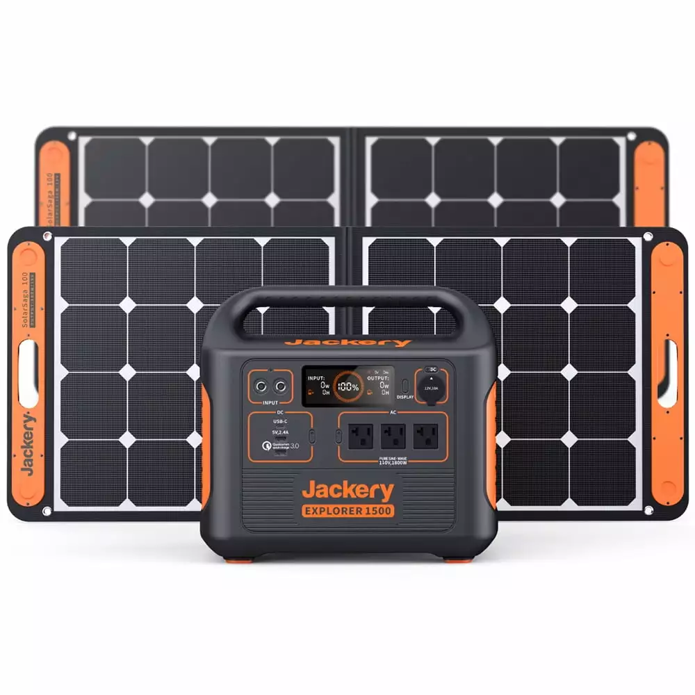 Jackery Solar Generator 1500 (includes (1) Uncoverr 1500 + (2) SolarSaga 100W)
