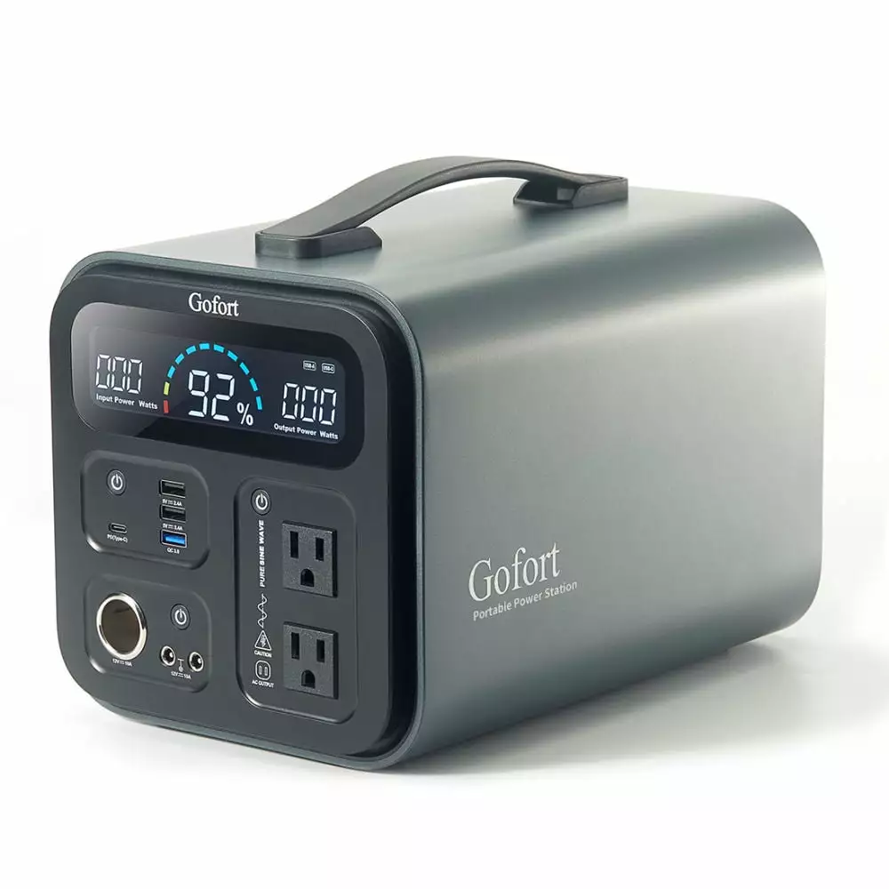 Travel-friendly Power Station. 1100Wh Solar Generator 1200W (Peak 2000W) 110V AC Outlets. 120W 12V DC. QC3.0&TypeC. SOS Fl...