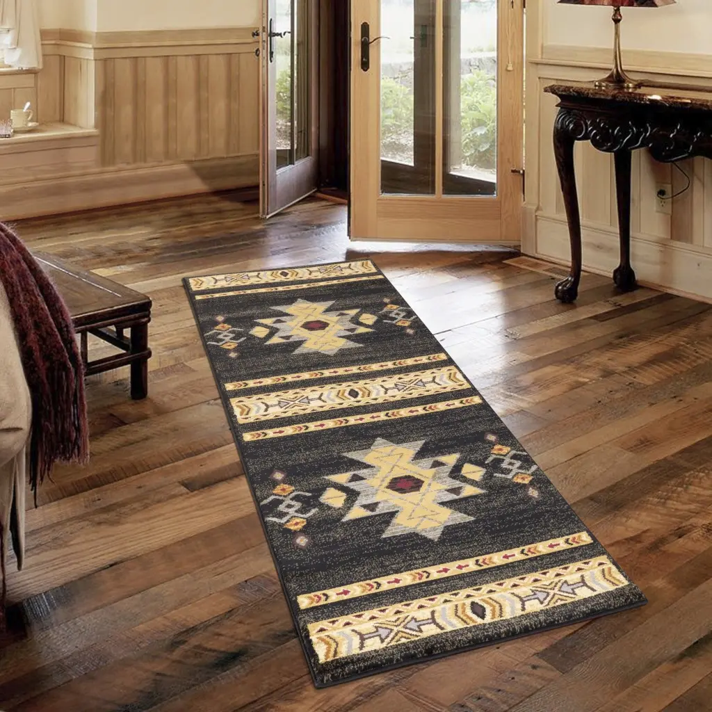 Tribes GC YLS4004 Black 2 Ft 7 X 7 Ft 3 Southwest Area Rug icona home decor