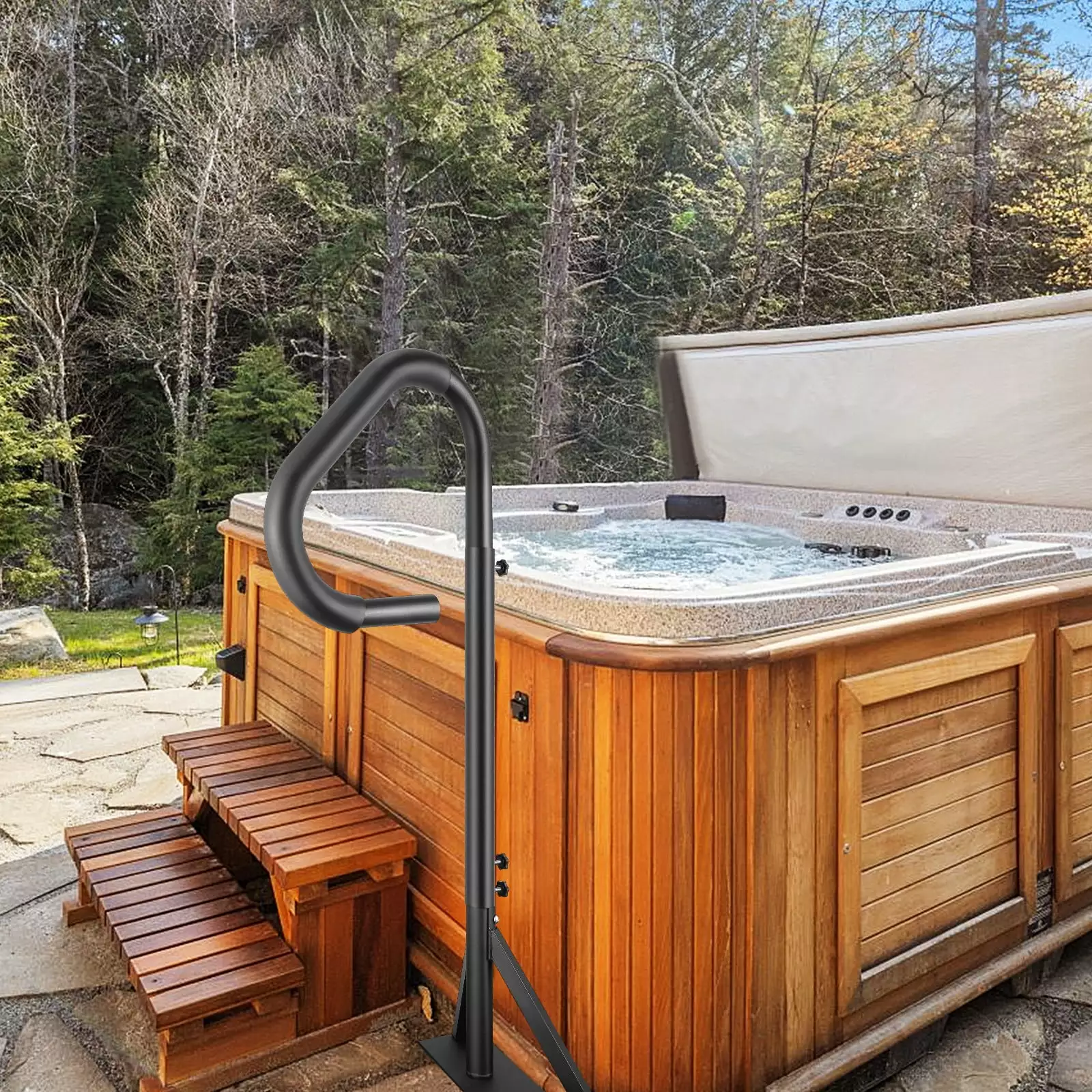 BENTISM Hot Tub Handrail Spa Side Handrail 360 Rotatable 48-63 Adjustable Height