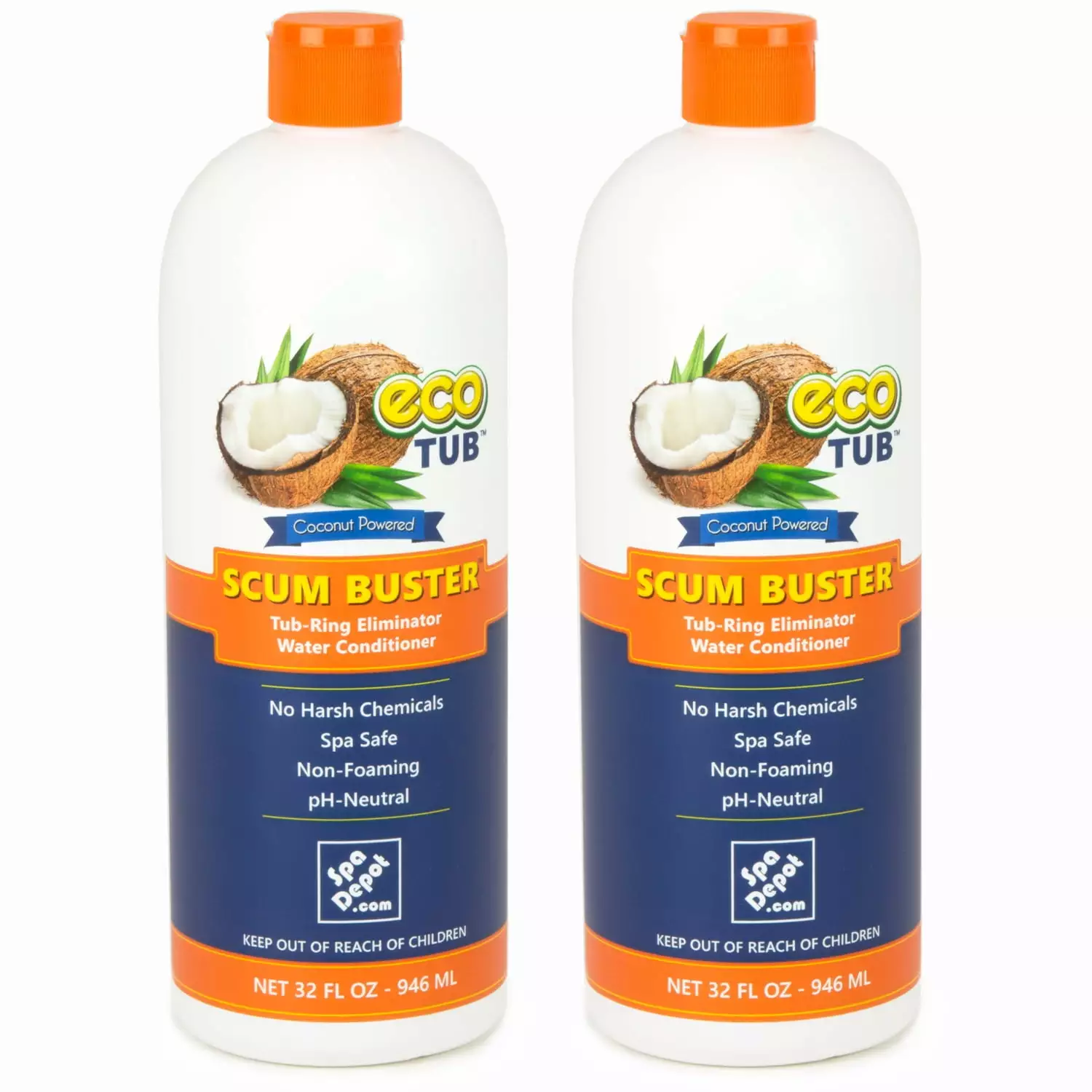 Spa Depot ecoTUB Scum Buster Clarifier Eliminates Hot Tub Waterline Ring 2-Pack 32 oz Bottles