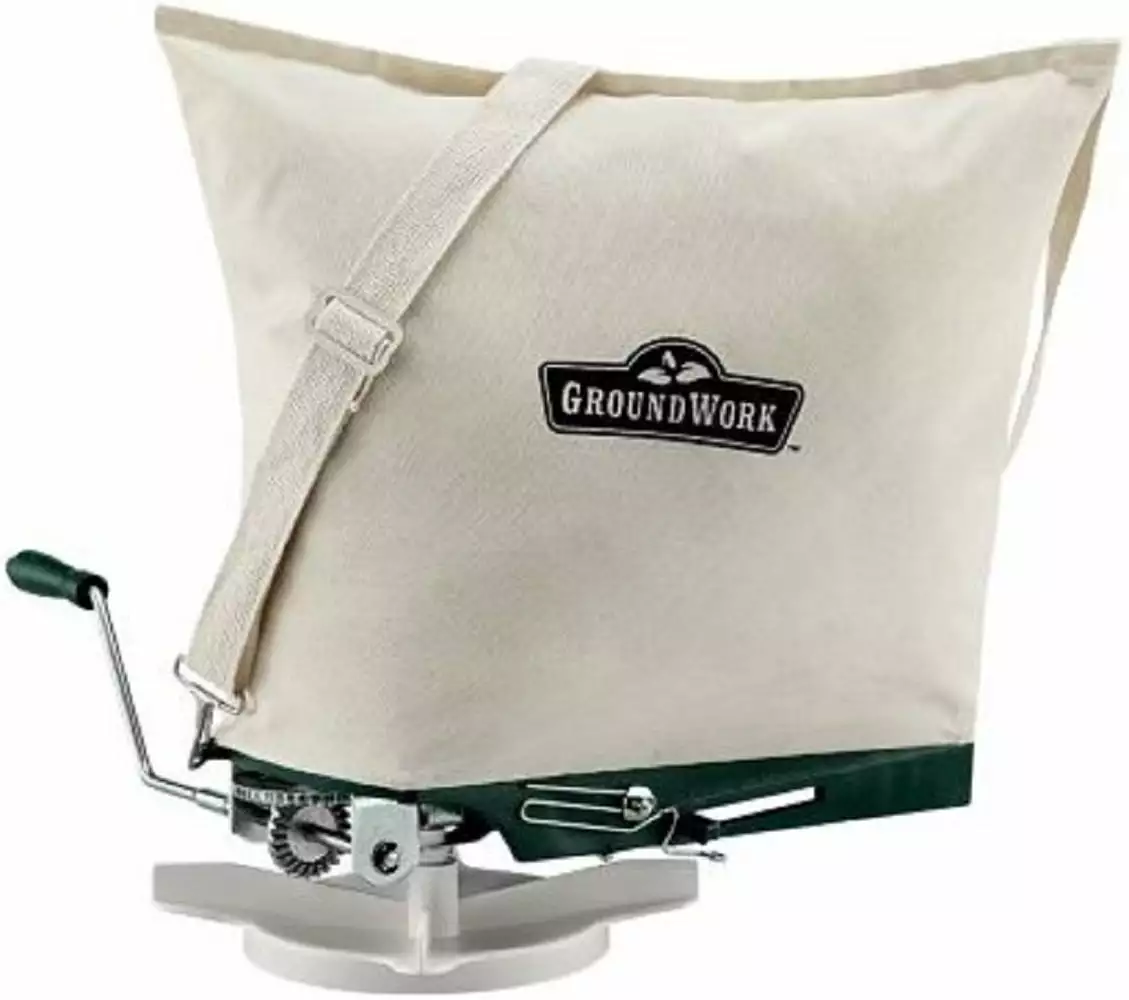 GroundWork 2811S817S Broadcast Spreader 15lb Capacity Seed Fertilizer White