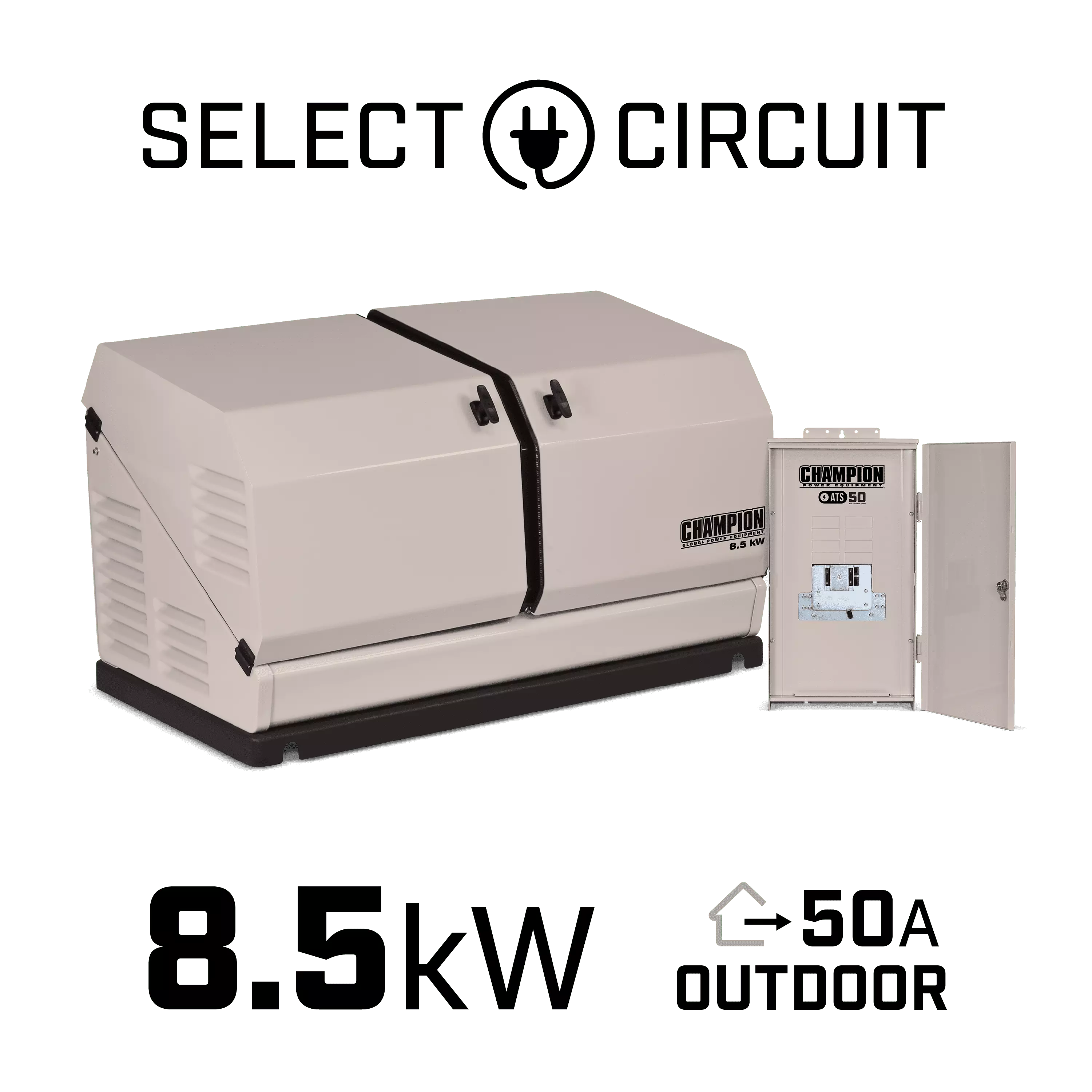 Champion Power Equipment 8.5kW Home Standby Generator 50-Amp Outdoor Automatic Transfer Switch