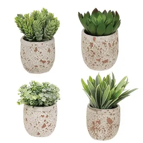 Cement Floral Heart Memorial Stone 2 Count Assortment Garden Decor CWI
