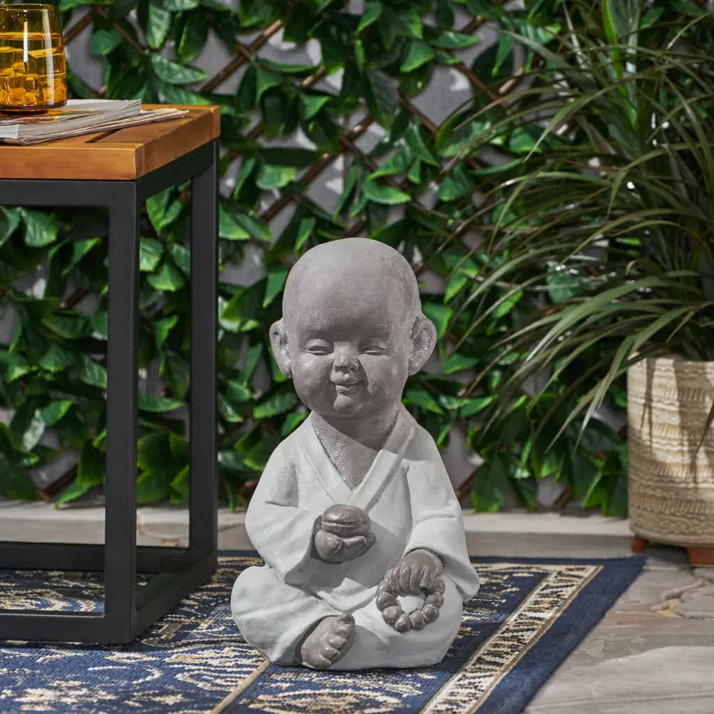 Gary Outdoor Monk Statue Gray Magnesium Oxide Garden Decor nh-cozy home