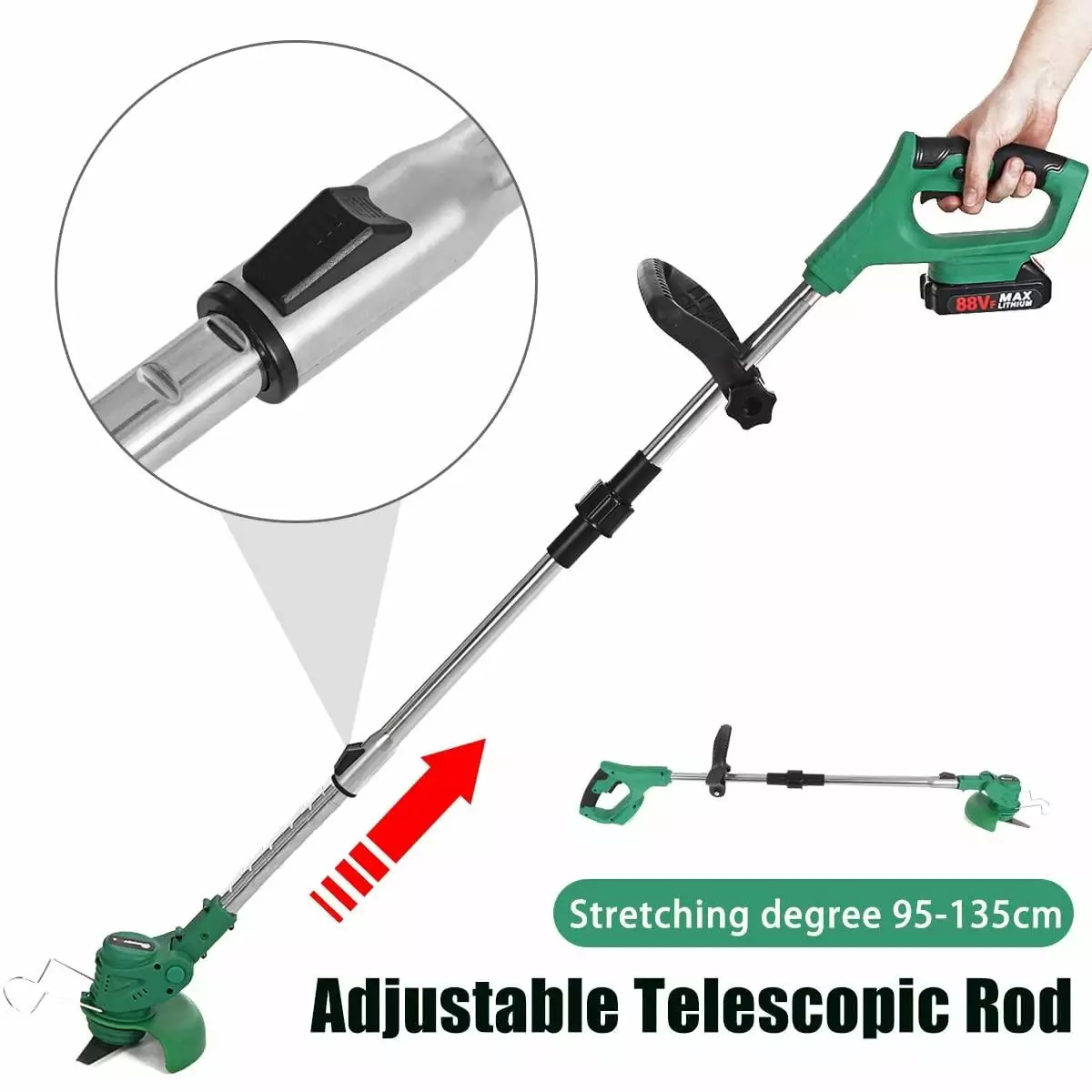 1800W Cordless Grass Trimmer Electric Lawn Mower Hedge Trimmer Adjustable Handheld Garden Power Pruning 18V Makita Battery...