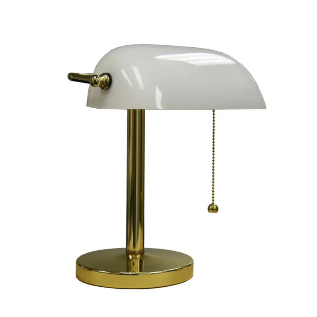 12.5 Inch Tall Metal Table Lamp Bankers Lamp Design White Metal Shade Adjustable Office Desk Light california home