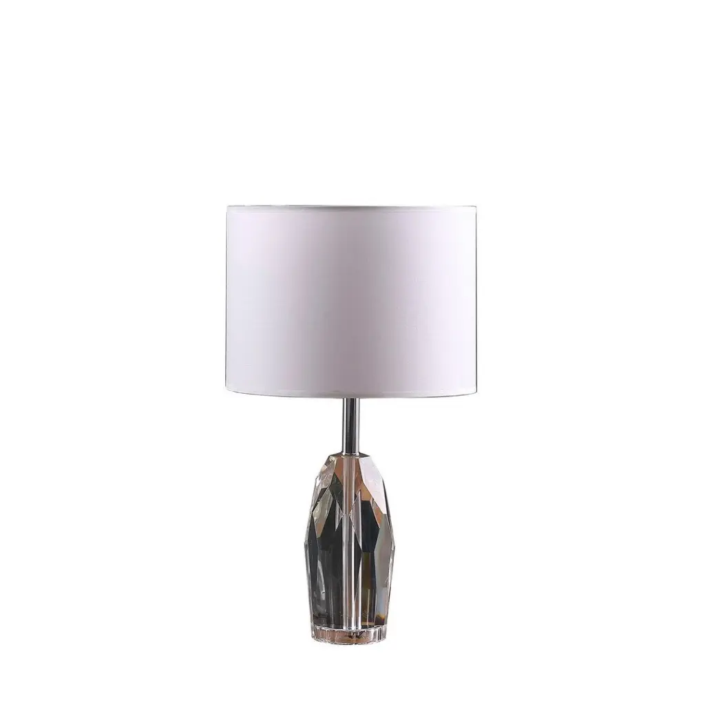 19 Inch Dodecahedron Solid Crystal Prism Table Lamp Chrome Silver Modern Desk Lamp california home