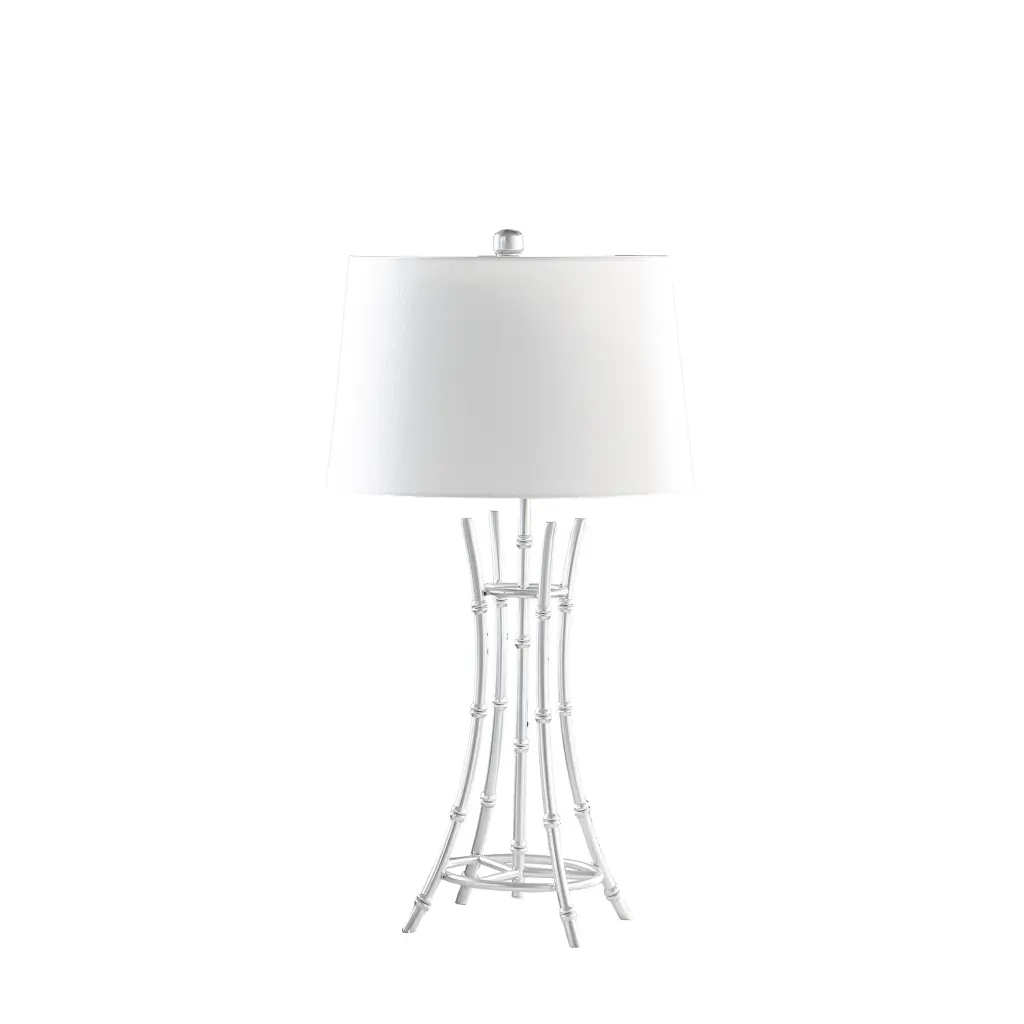 Kiara Modern Satin Silver Bamboo Metal Table Lamp 29.25 Inches Silver White Shade california home