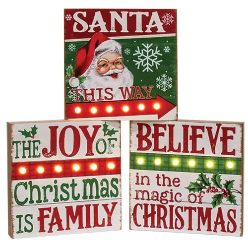Believe Season Box Sign 2 Count Assortment Christmas Decor CWI