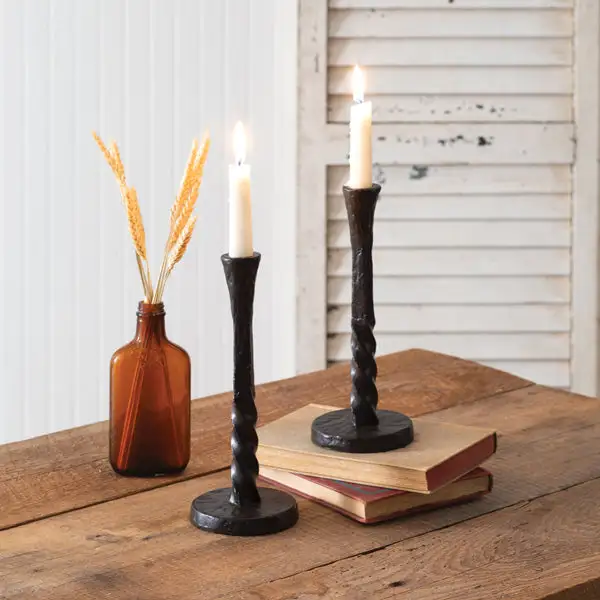Set Two Taper Candle Holders - Elegant Metal Candle Stands CTW