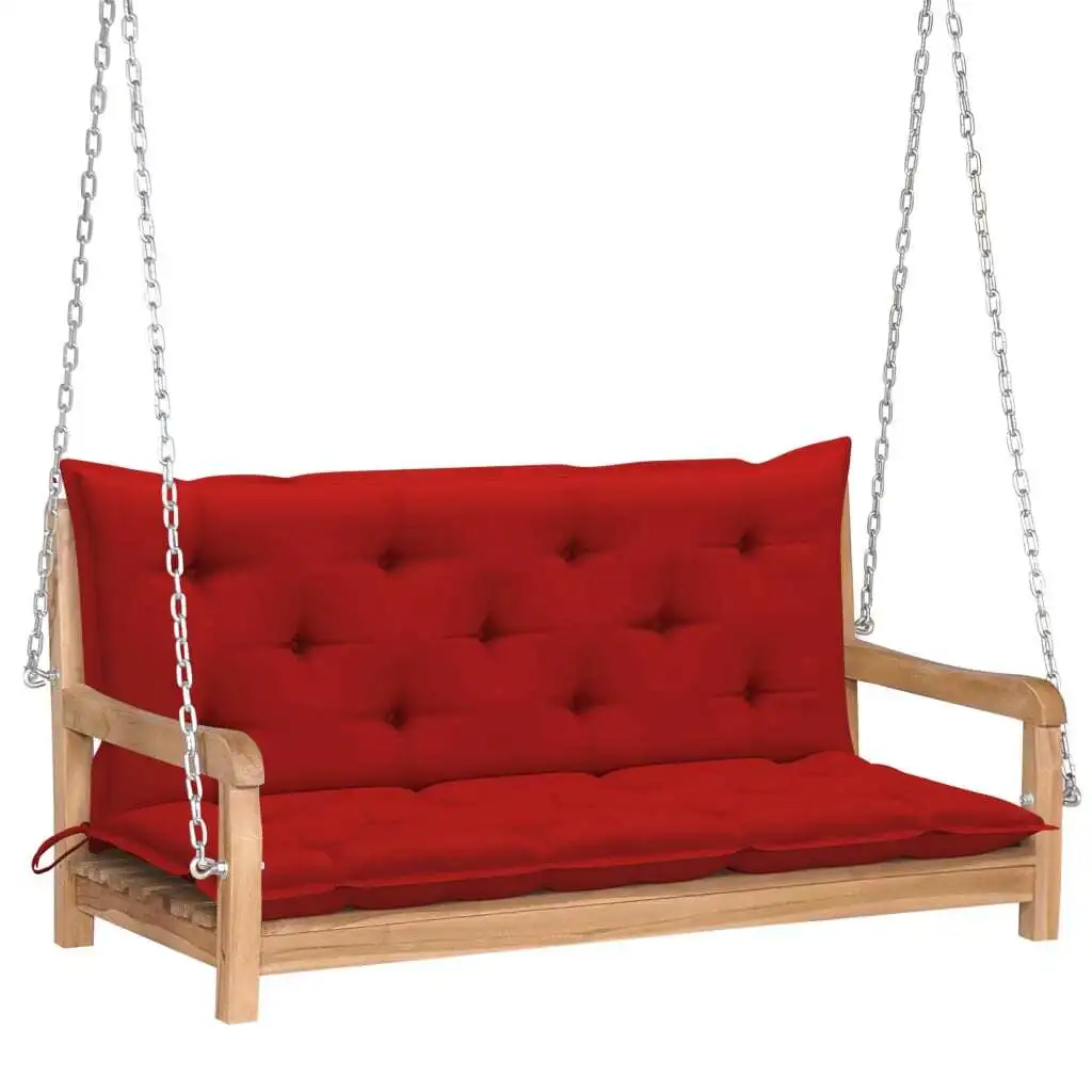 vidaXL Swing Bench Blue Cushion 47.2 Inch Solid Wood Teak Outdoor