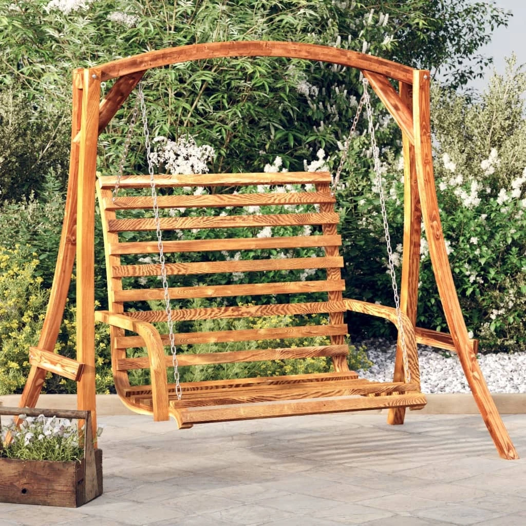 vidaXL Swing Bench Bright Green Cushion 47.2 Inch Solid Wood Teak Garden