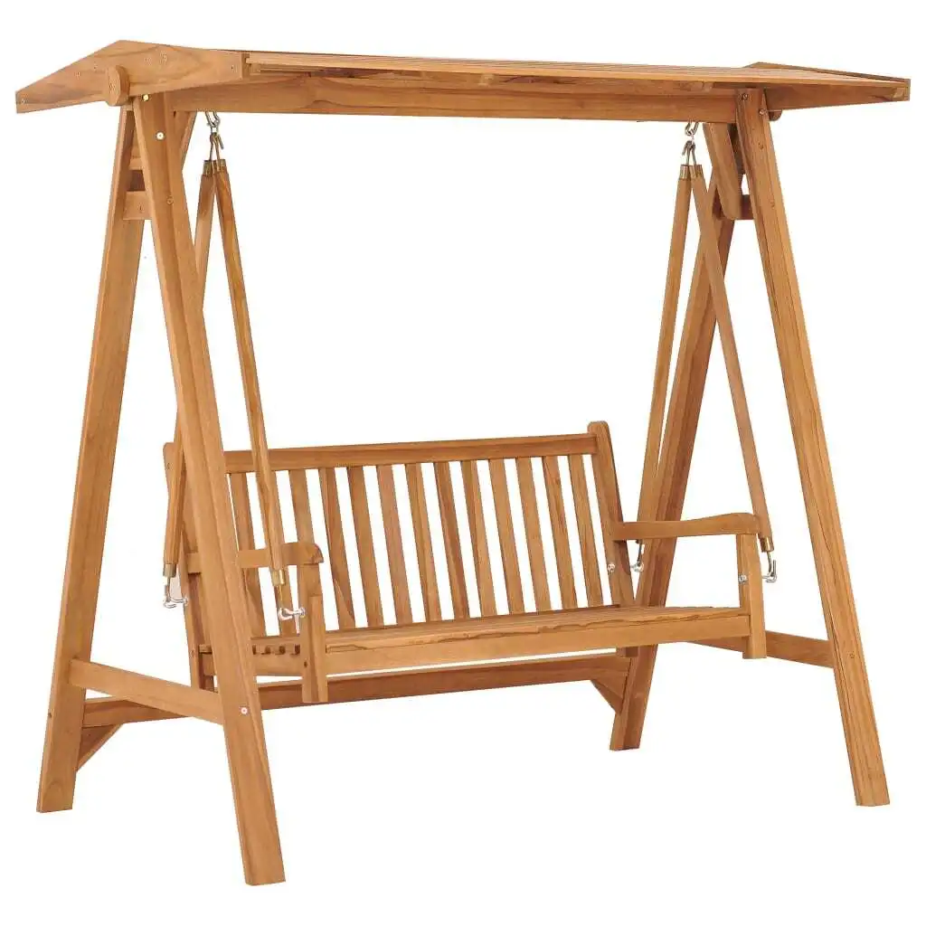 vidaXL Swing Bench Light Blue Cushion 47.2 Inch Solid Wood Teak Patio