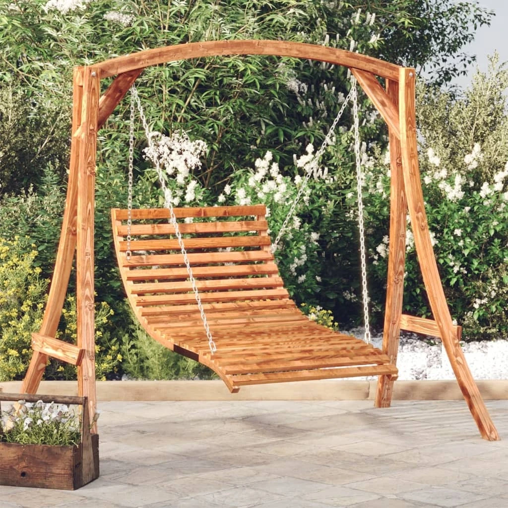 vidaXL Swing Bench Wine Red Cushion 47.2 Inch Solid Wood Teak Outdoor