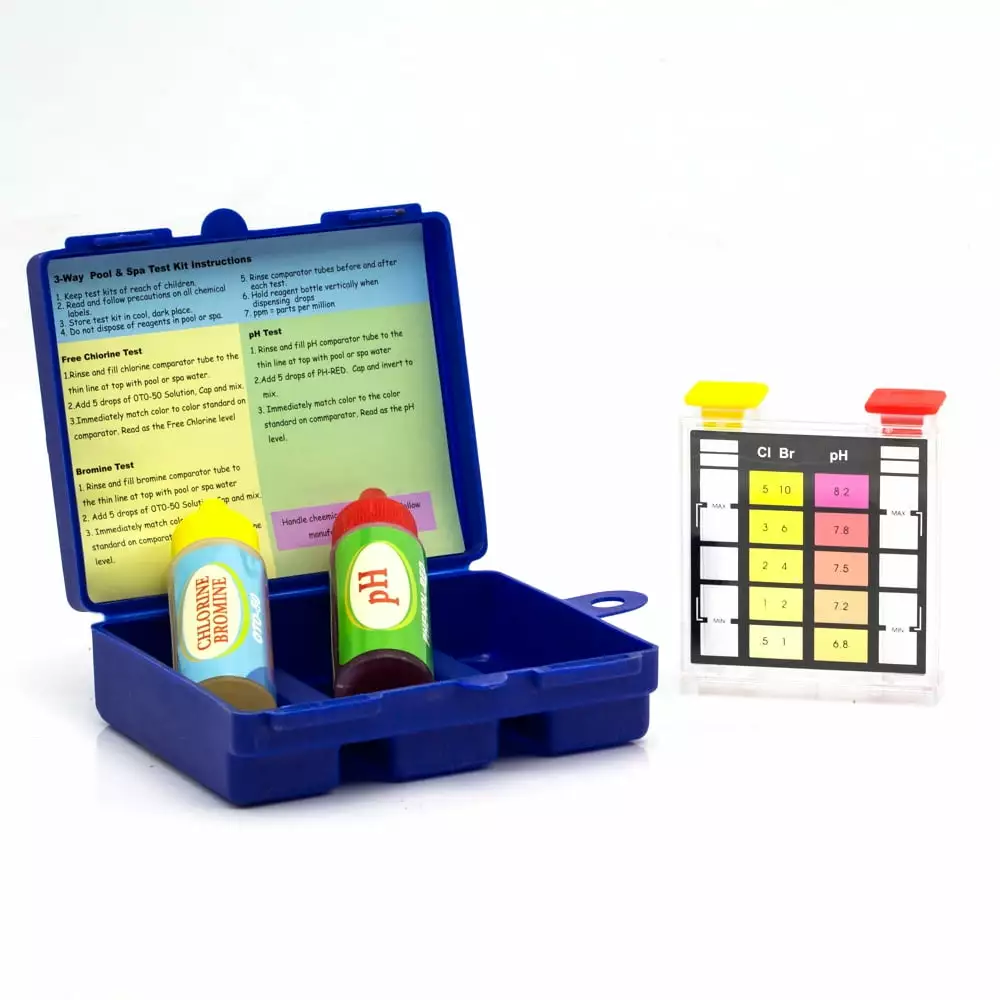 WWD POOL 3 Way Chemical Test Kit Swimming Pool Spa Water Chlorine and Ph Testing