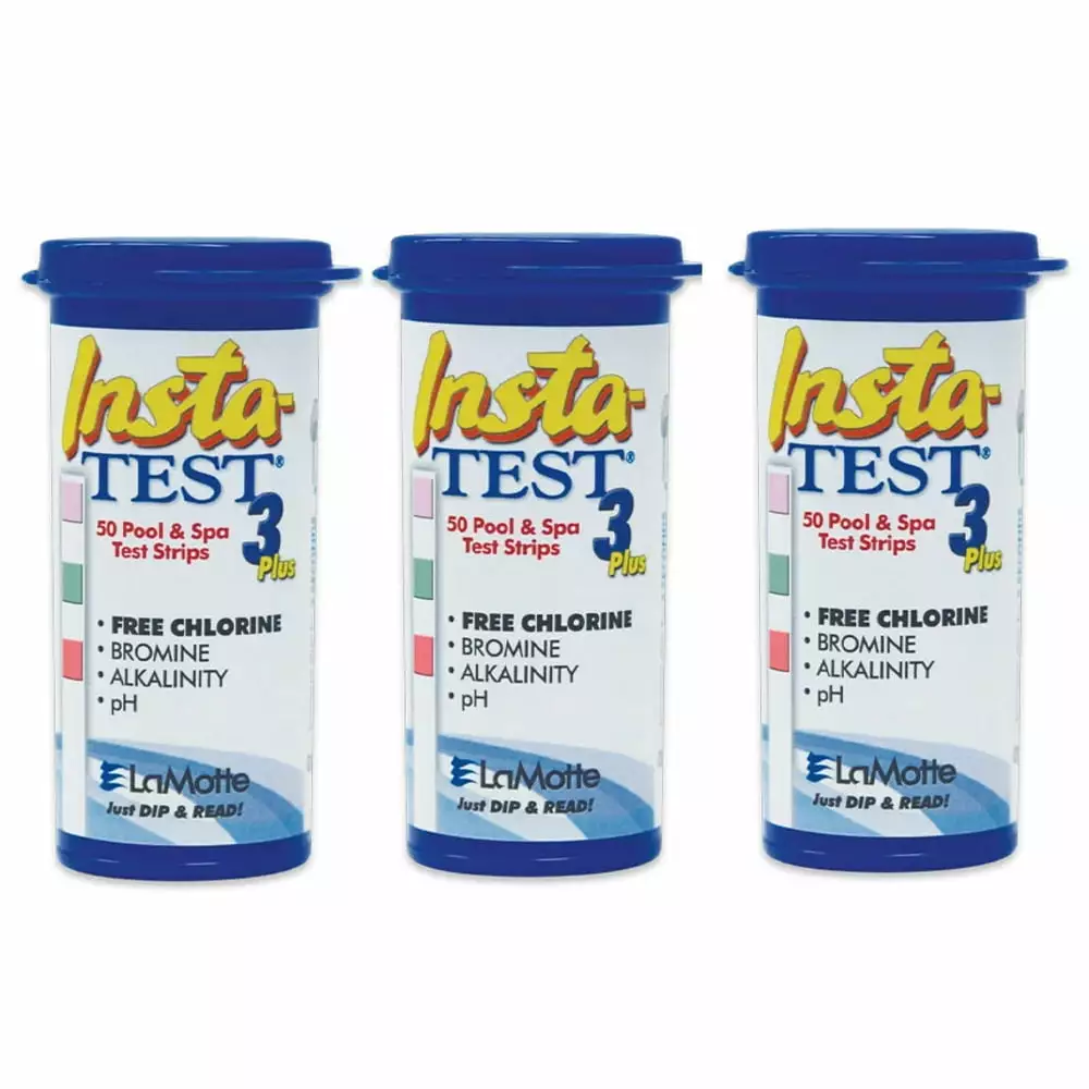 LaMotte 3 Pack Insta-Test 3-Way Pool and Spa Test Strip Chlorine Bromine pH Alk