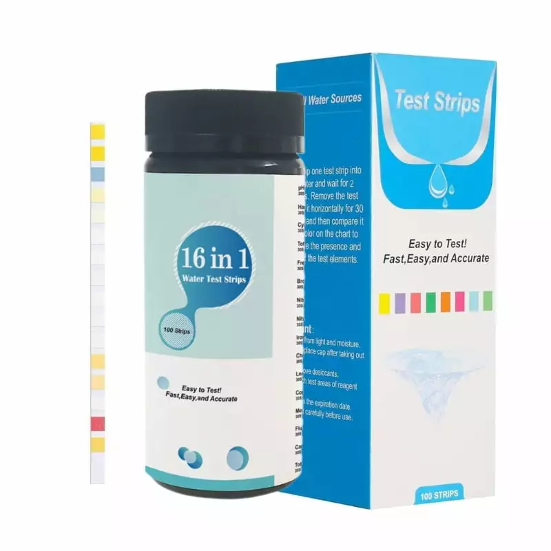 100Pcs Drinking Water Tester 16 1 Water Hardness Test Strips Iron Mercury Detection TINYSOME