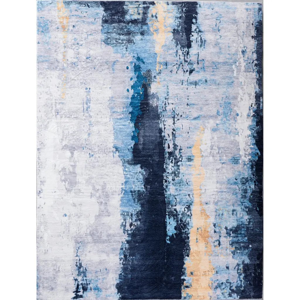 Zara Gatherion Abstract Design Gray Blue Yellow Machine Washable Super Soft Throw Blanket furnings