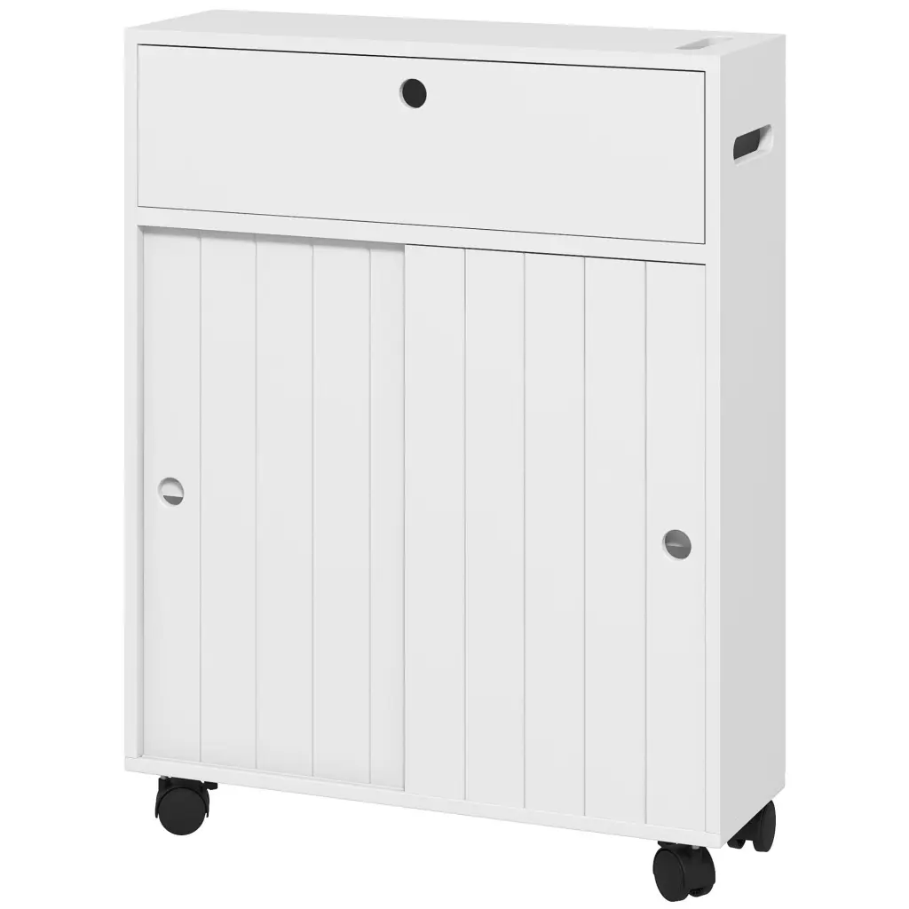 Kleankin Toilet Paper Cabinet Slim Bathroom Cabinet 4 Rolling Wheels aosom business
