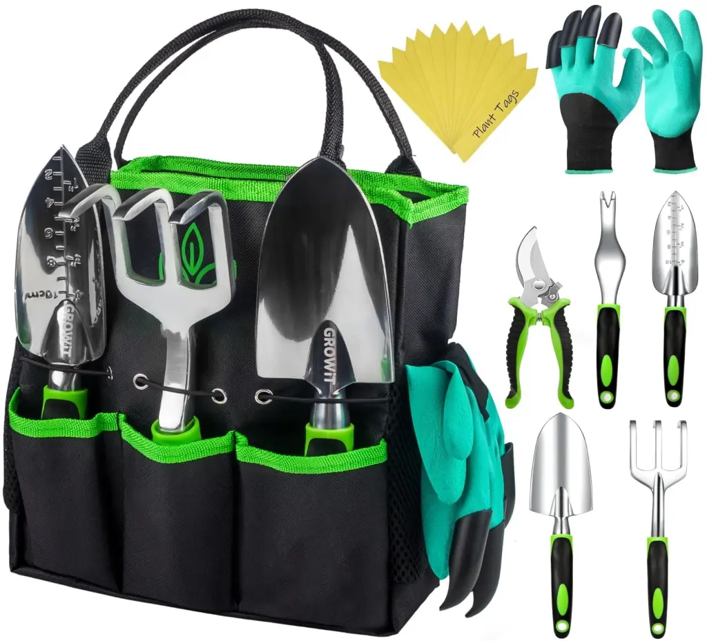 Heavy Duty Garden Tools 10 Pieces Set Black Metal Professional Gardening w2181