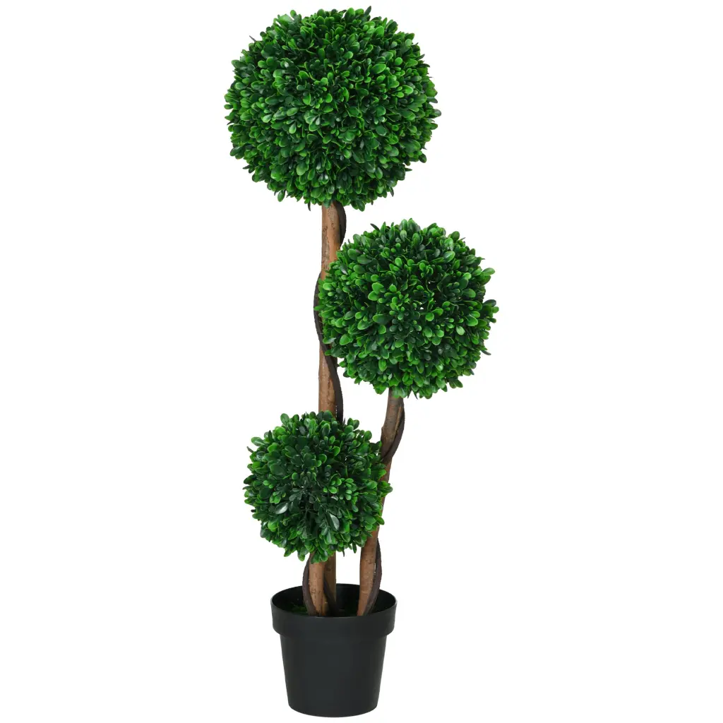 Homcom 3.5Ft Artificial Boxwood Topiary Tree 3 Ball Design Pot Indoor Outdoor Decor aosom business