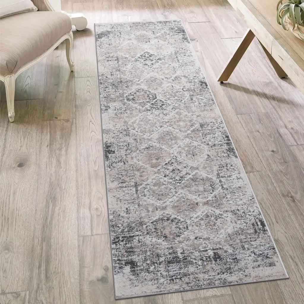 Naar Payas Gatherion 2X8 Cream Anthracite Traditional Non Shedding Area Rug naar rug