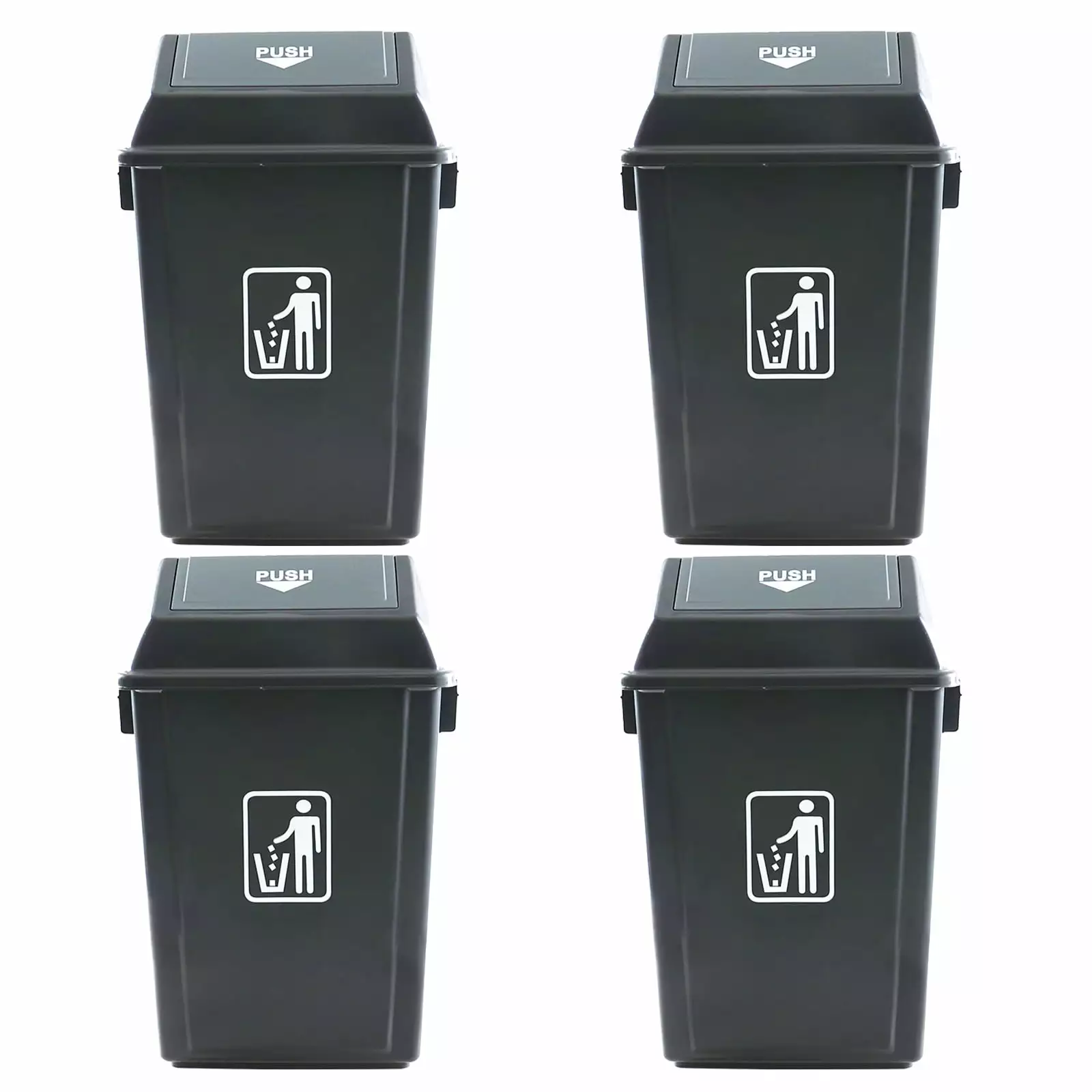 Lesbin 4-Pack 13 Gallon Kitchen Trash Can Lid. Plastic Garbage Bin Kitchen. Gray