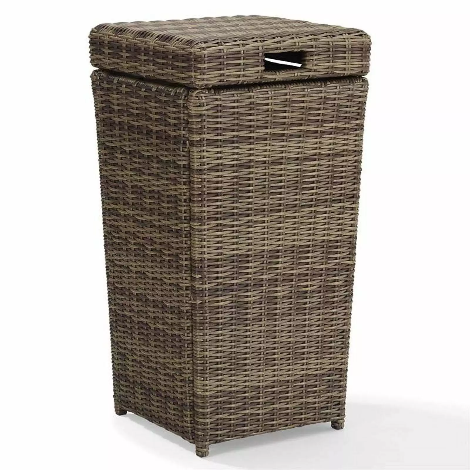 Afuera Living Modern Wicker Patio Trash Can Weathered Brown