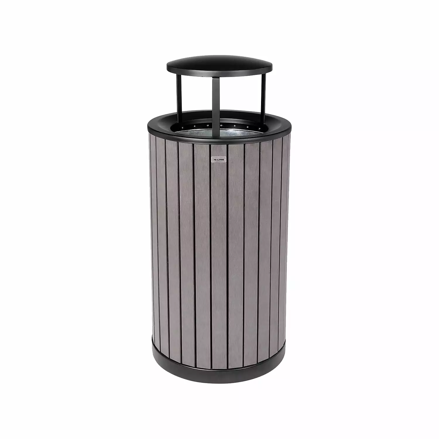 Alpine Industries Steel Outdoor Trash Can Rain Bonnet Lid 32 Gallon Gray/Black