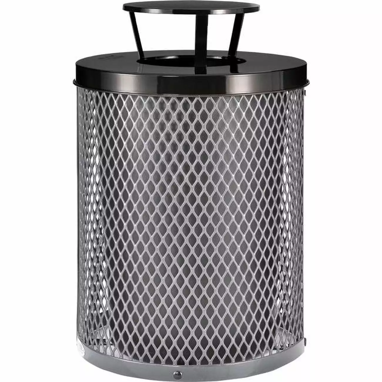 32 gal Outdoor Diamond Steel Trash Can Rain Bonnet Lid. Gray Cromo