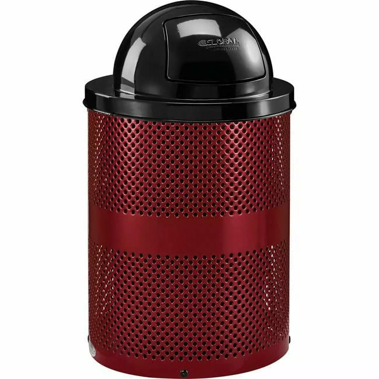 32 gal Outdoor Steel Perforated Trash Can Dome Lid. Red Cromo