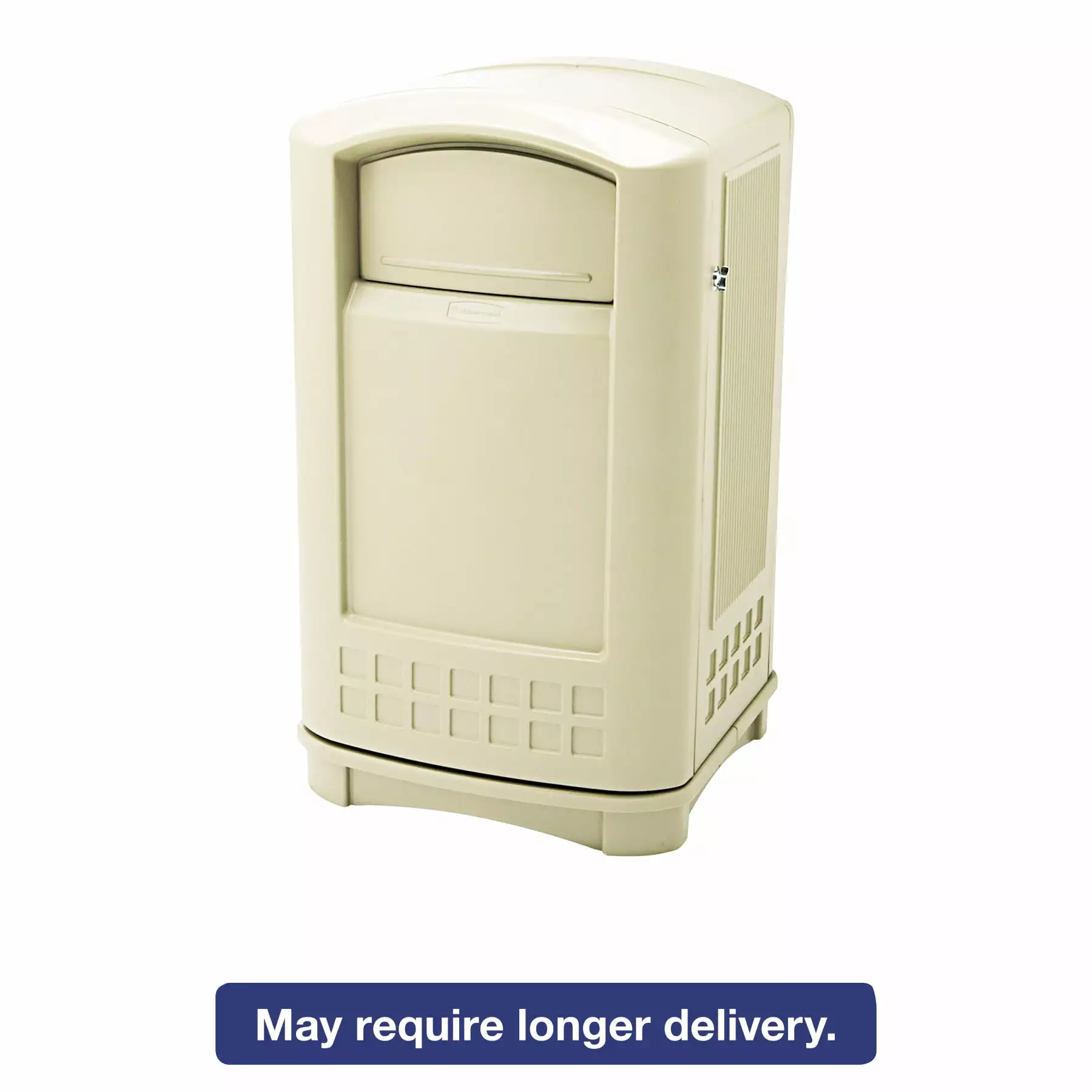 Rubbermaid Commercial Plaza Indoor/Outdoor Waste Container. Rectangular. Plastic. 50gal. Beige Rubbermaid Commercial Products