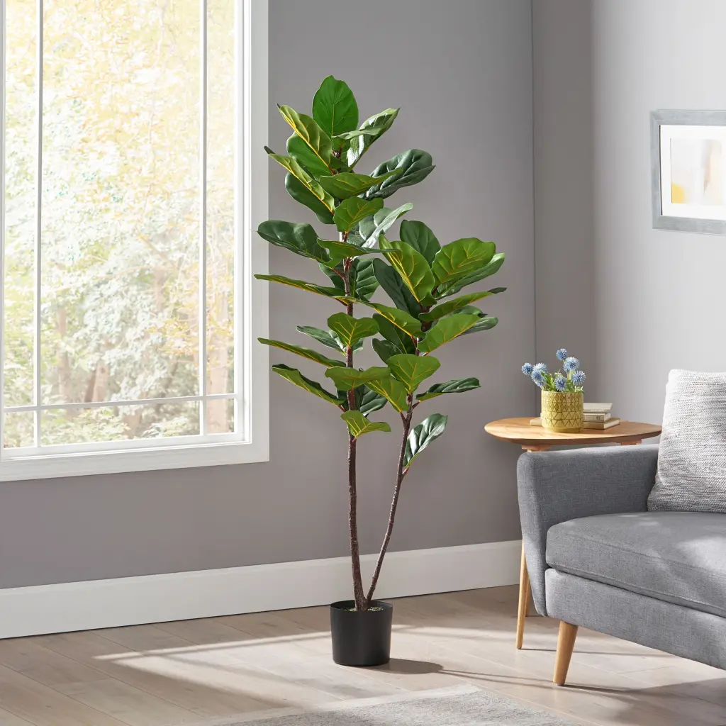 150Cm Artificial Fiddle Leaf Fig Tree Green Iron Plastic Home Decor nh-bc furniturings