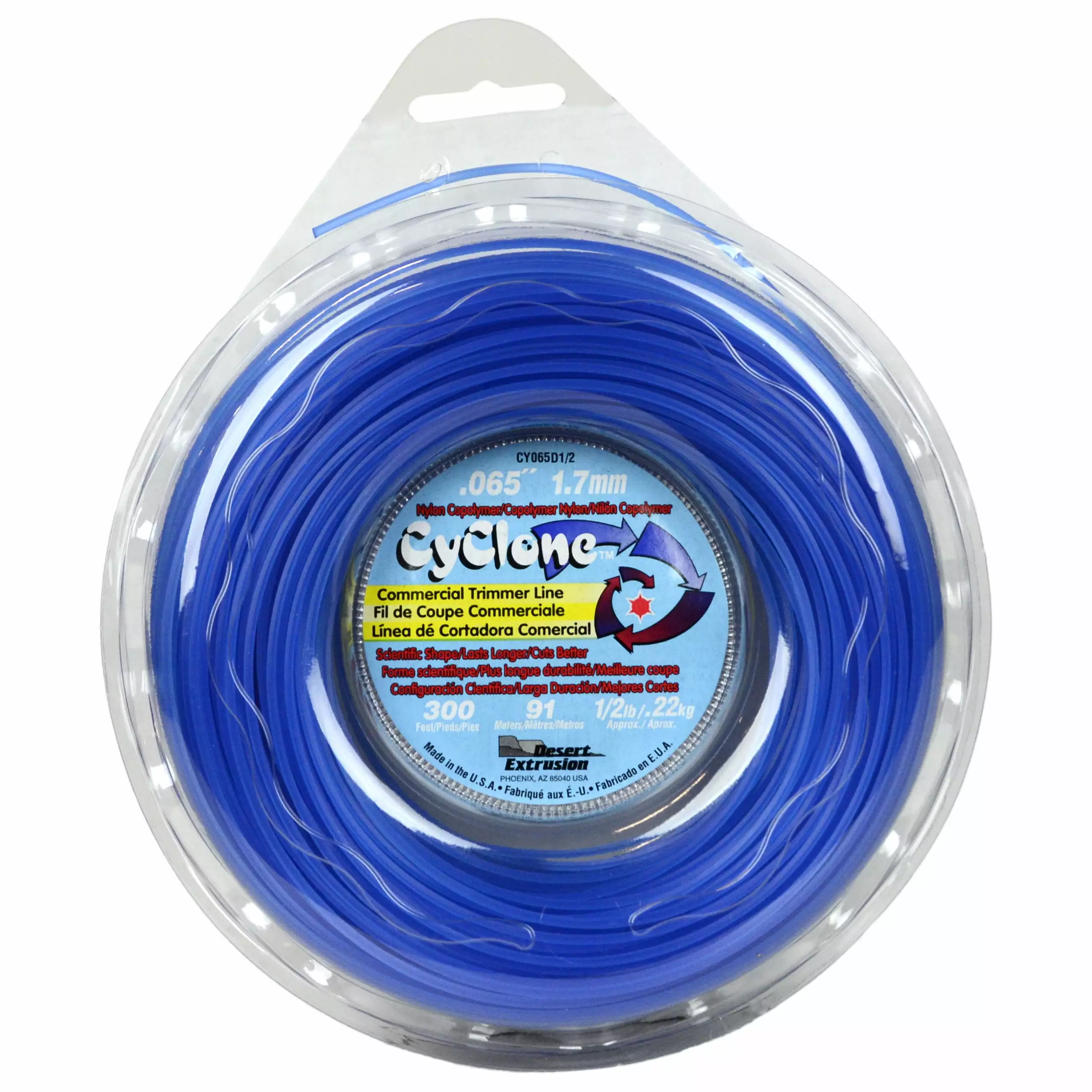 Cyclone CY065D1/2 0.065 x 300' Commercial String Trimmer Line Blue. Made USA