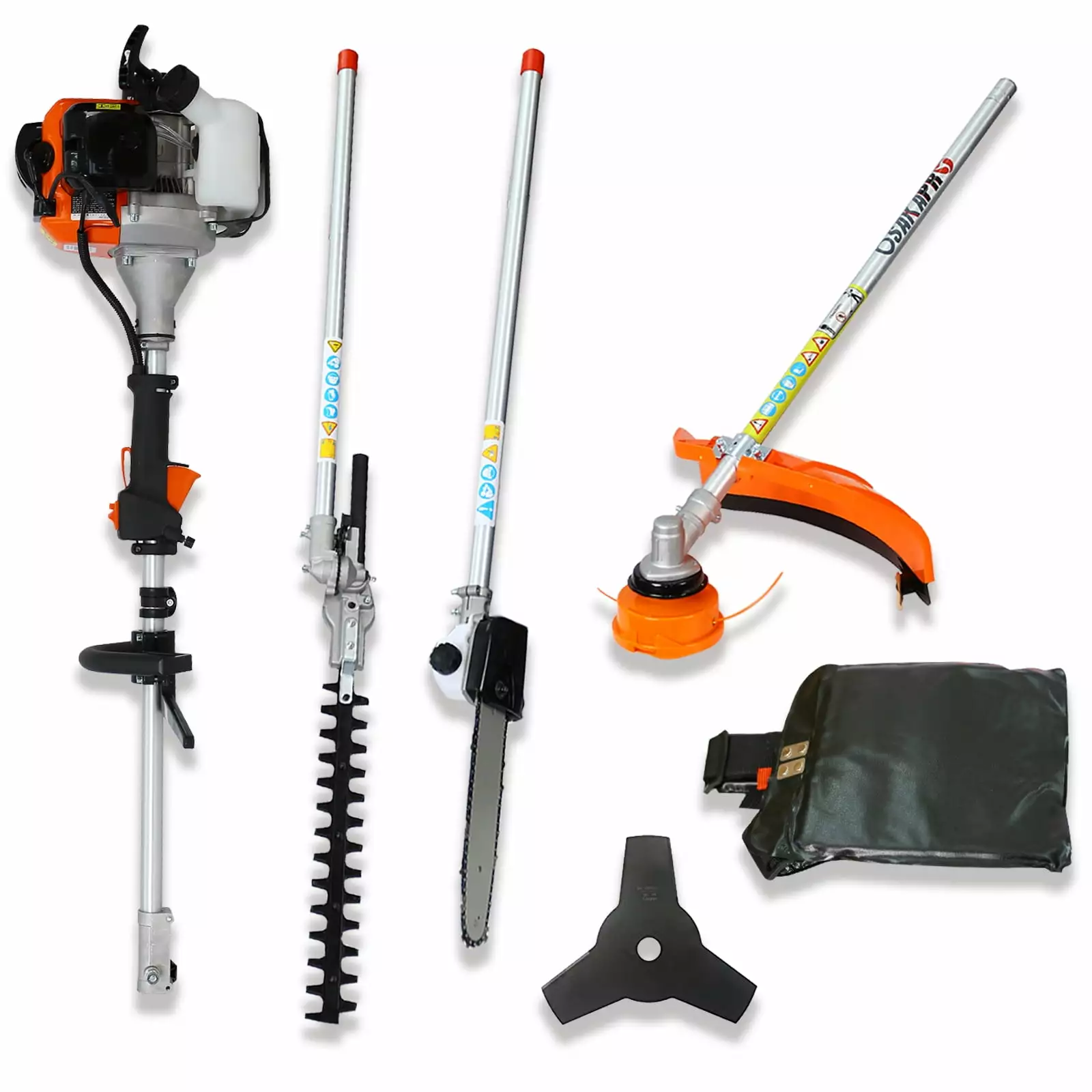{ STOCK} 4 1 Multi-Practical Trimming Tool. 52CC 2-Cycle Garden Tool System Gas Pole Saw. Hedge Trimmer. Grass Trimmer. an...