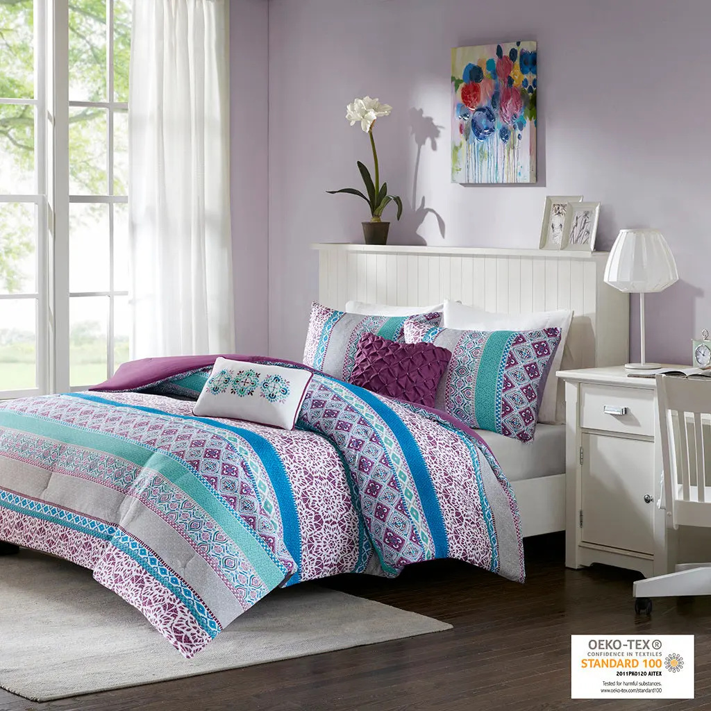 Easeer Set Twin Purple Polyester Bedding Comforter Set jla