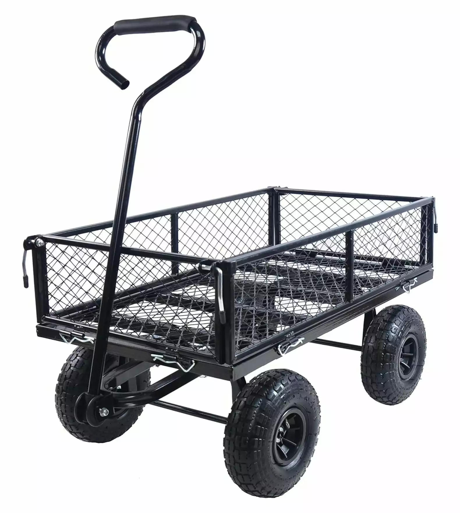 Garden Cart Utility Wagon Removable Sides Tools cart Wheel Barrow Capacity Mesh Steel Can be Used Farms. Warehoutilizes. e...