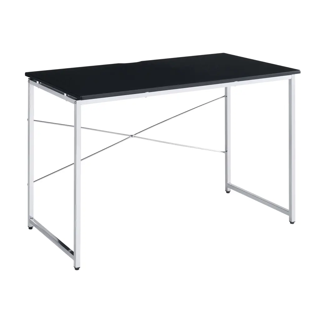 Black And Chrome Vanity Desk Black Silver Bedroom Modern Wood Metal Dressing Table furniture max