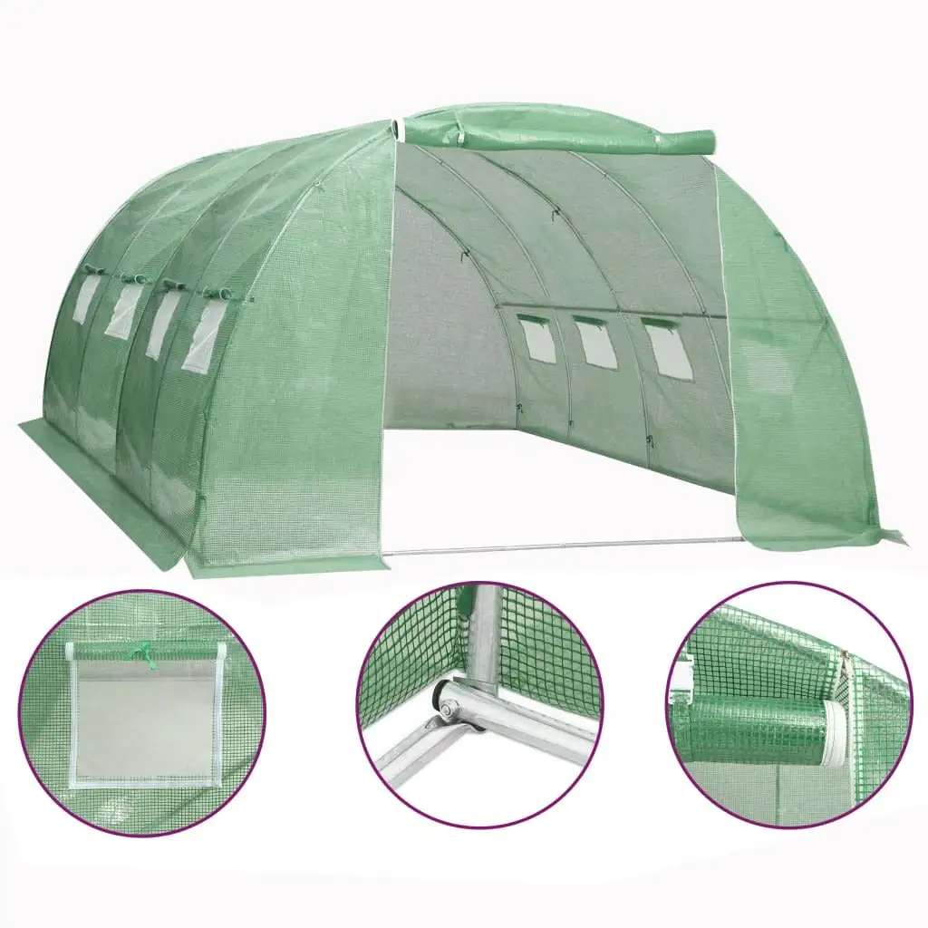 vidaXL Greenhouse 484.4 ft 49.2x9.8x6.6 ft Large Walk- Plant Hot House Professional Gardening