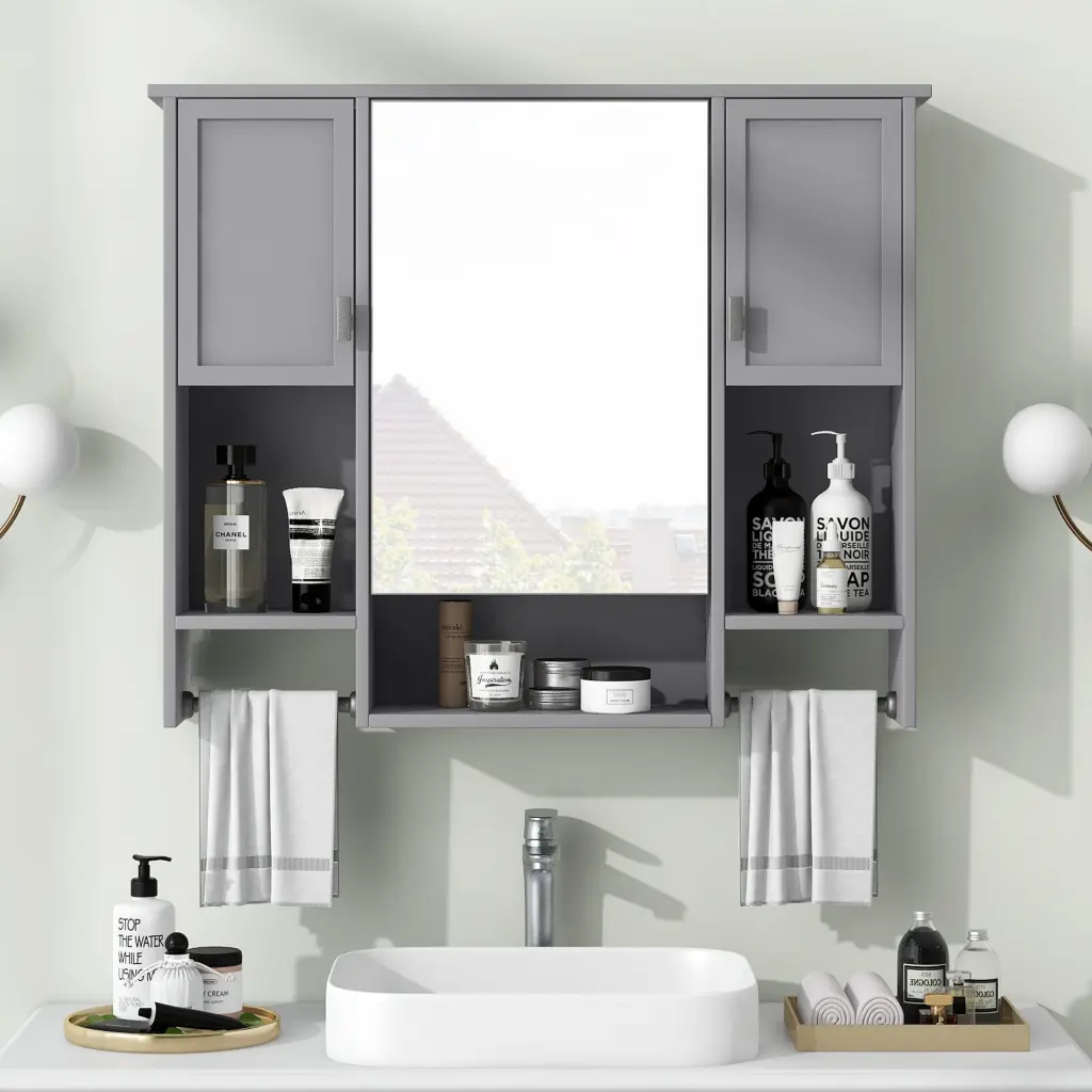 35 x 28 Inch Modern Wall Mounted Bathroom Storage Cabinet rnb