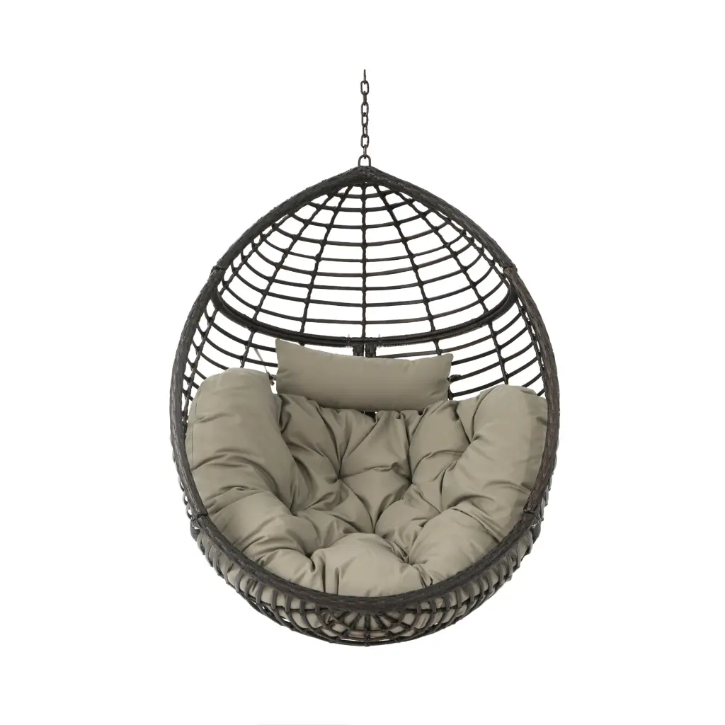 Hanging Binquireet Brown No Stand Pe Rattan Iron Binquireet Only Khaki Brown nh-comfortcove